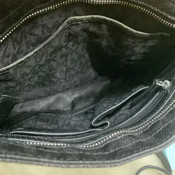 MICHAEL KORS Black Coated Canvas & Leather North South XBody Messenger Bag - Picture 12 of 16